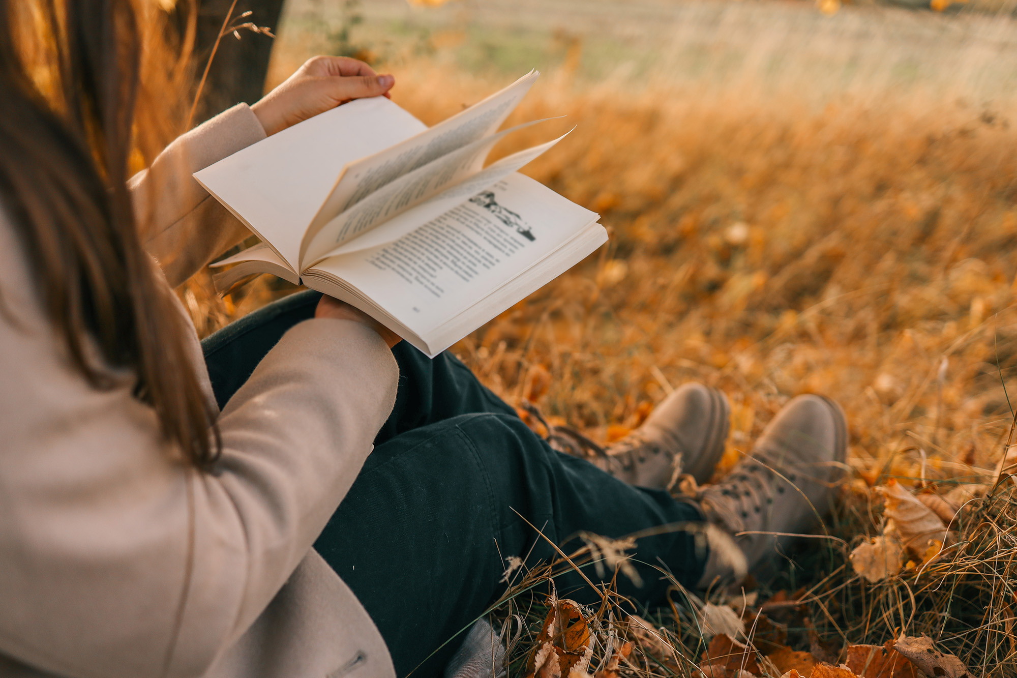 A woman reading a book